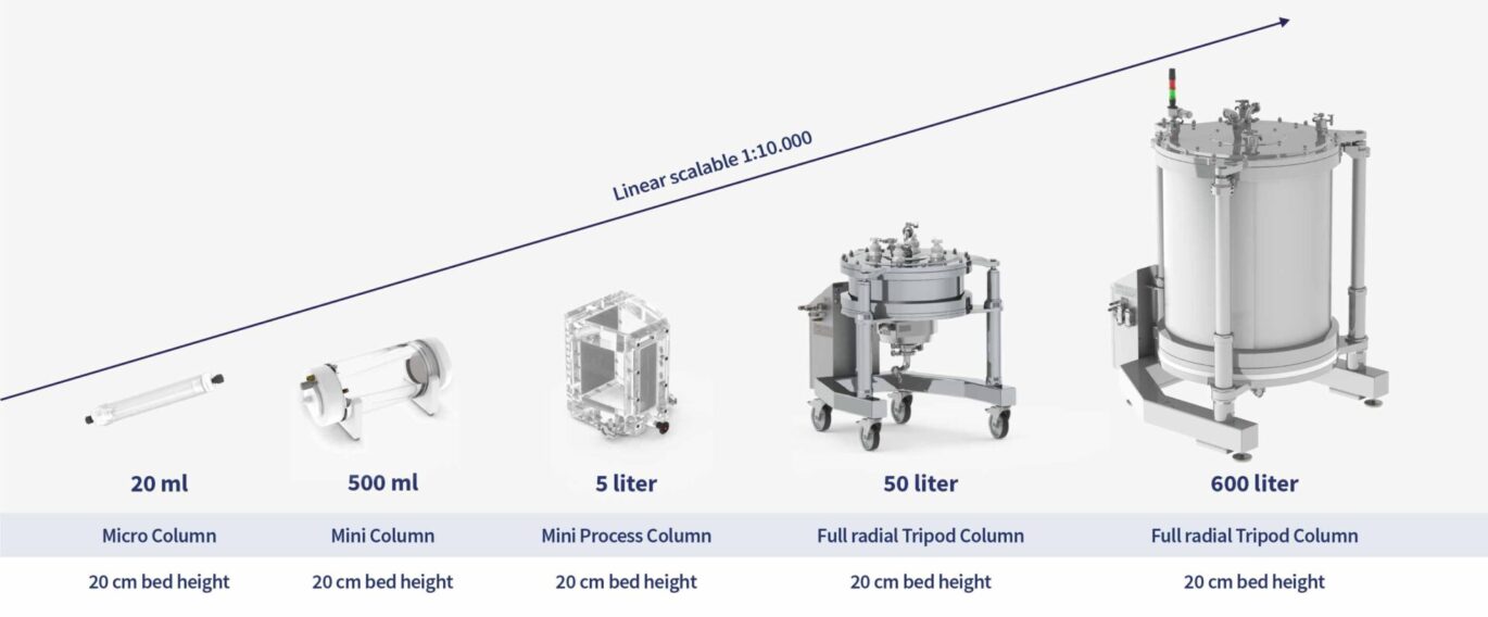 Upscaling example from small scale to industrial size 600L column